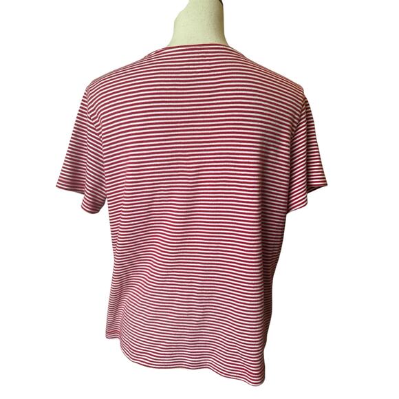 Classic Elements Petite Women's L T-Shirt Short Sleeve Stripped Star White Red - Picture 4 of 4